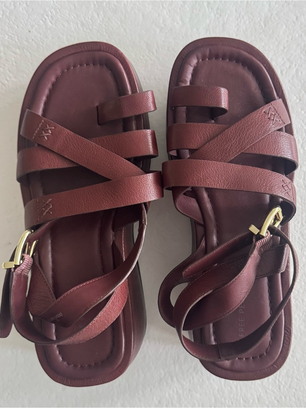 Free People Multi-Strap Sandals in Burgundy-NWOT